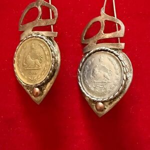 Gold and Silver Coin Drop Earrings